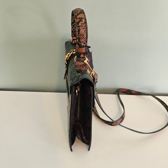 ALDO Glendaa Snakeskin Patchwork Crossbody Satchel Purse with Gold Chain - Picture 3 of 10